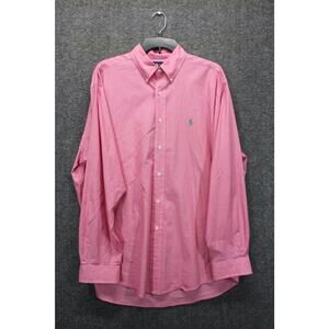Ralph Lauren Blake Button Shirt Size L Pink Print Long Sleeve Green Pony